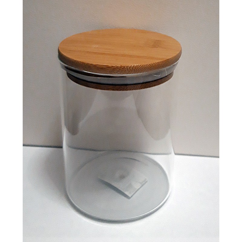 Transparent Glass Jar With Wooden  Lid