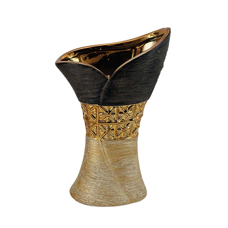 Βάζο Κεραμικό Καφέ/Χρυσό 16,5...