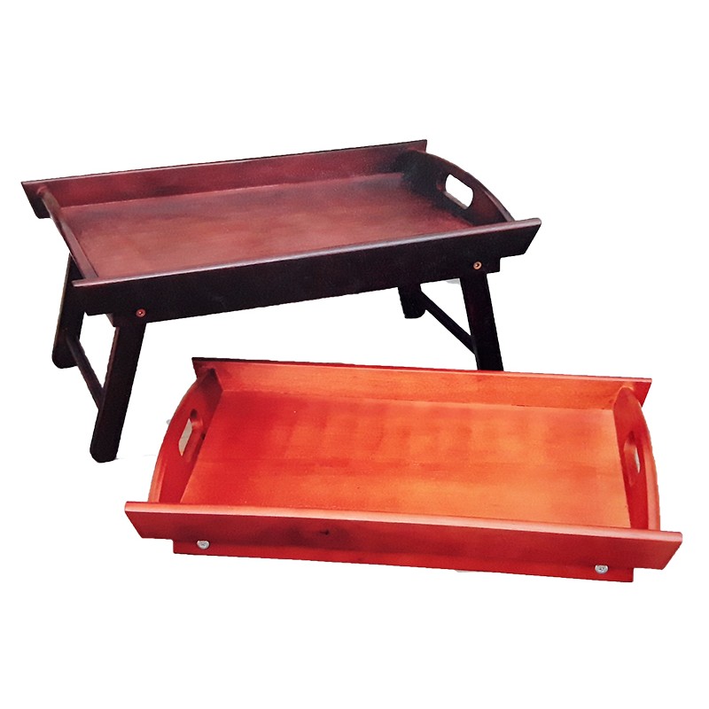 Lightweight Wooden Serving Tray with Folding Legs