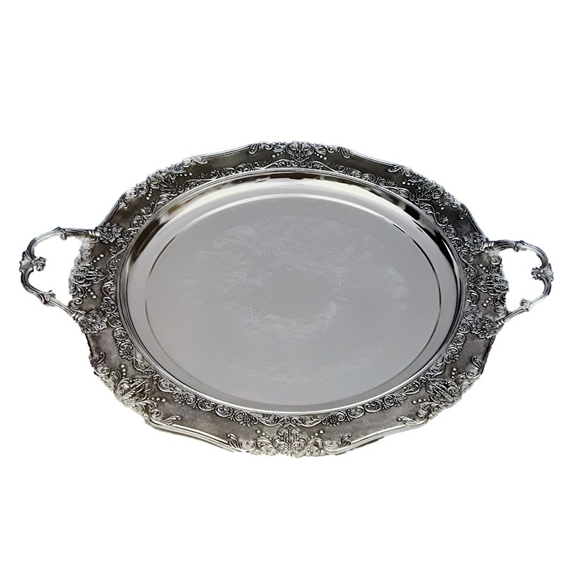 Silver Plate Round Serving Tray 50cm