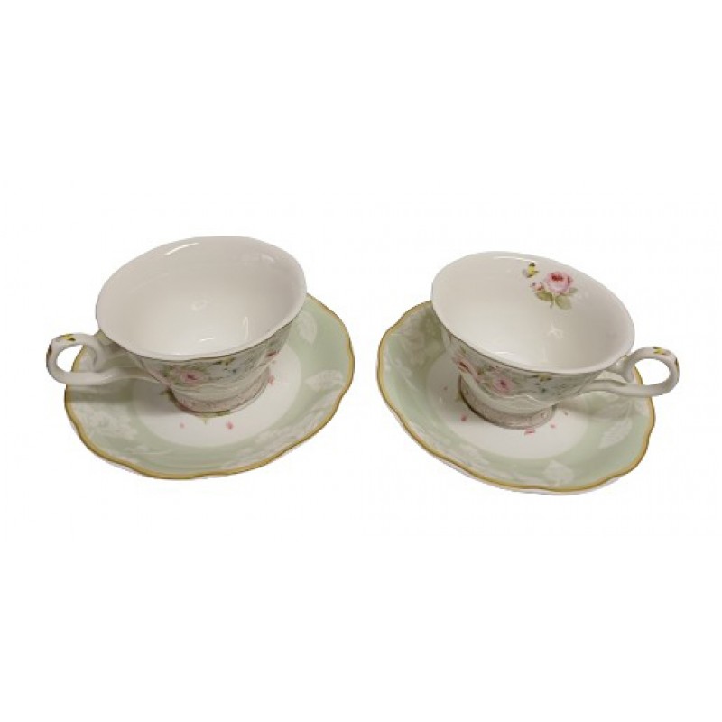 Porcelain Floral Tea Cups & Saucer Sets Green ...