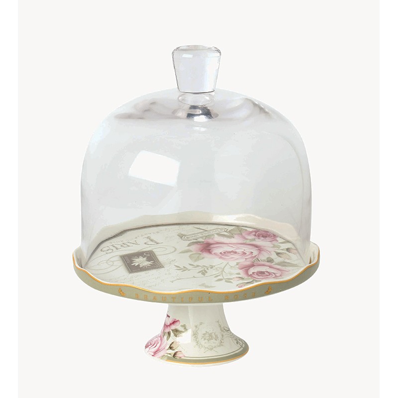 Cake Stand With Dome Floral Paris Roses Μ33460-1