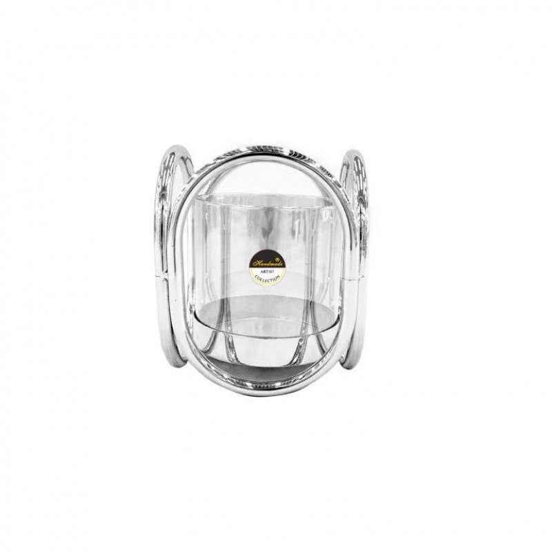 Γυάλινα Κηροπήγια Με Ασημί ...