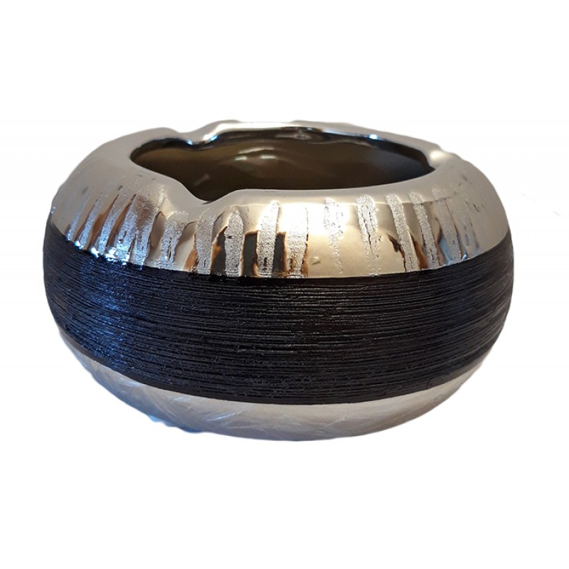 Τασάκι κεραμικό μαύρο/ασημ�...