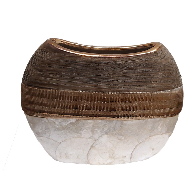 Βάζο κεραμικό πλακέ Χρυσό-Φ...