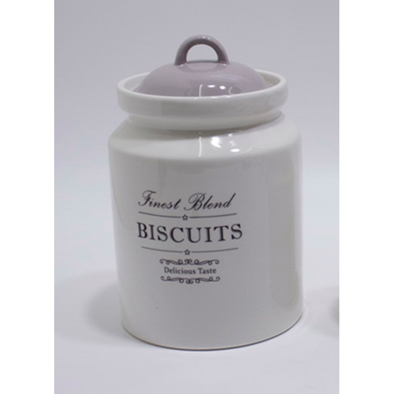Ceramic White Biscuit Jar 15x15x23cm