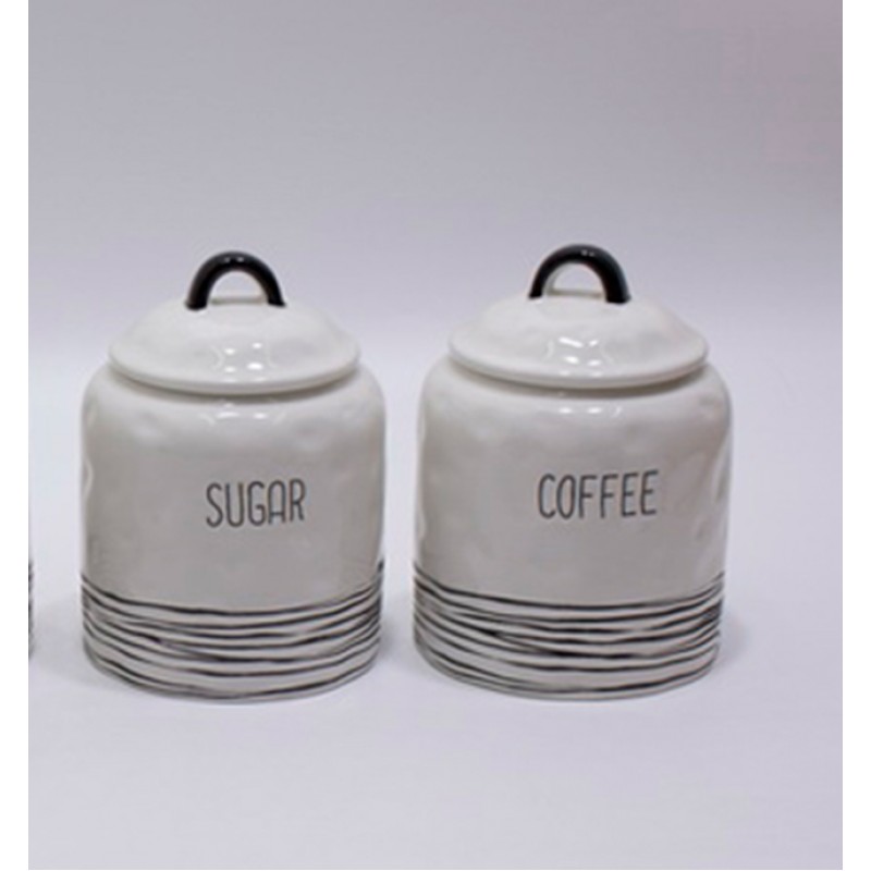  Ceramic Sugar/Coffee White Jar 11.5x11.5x16cm