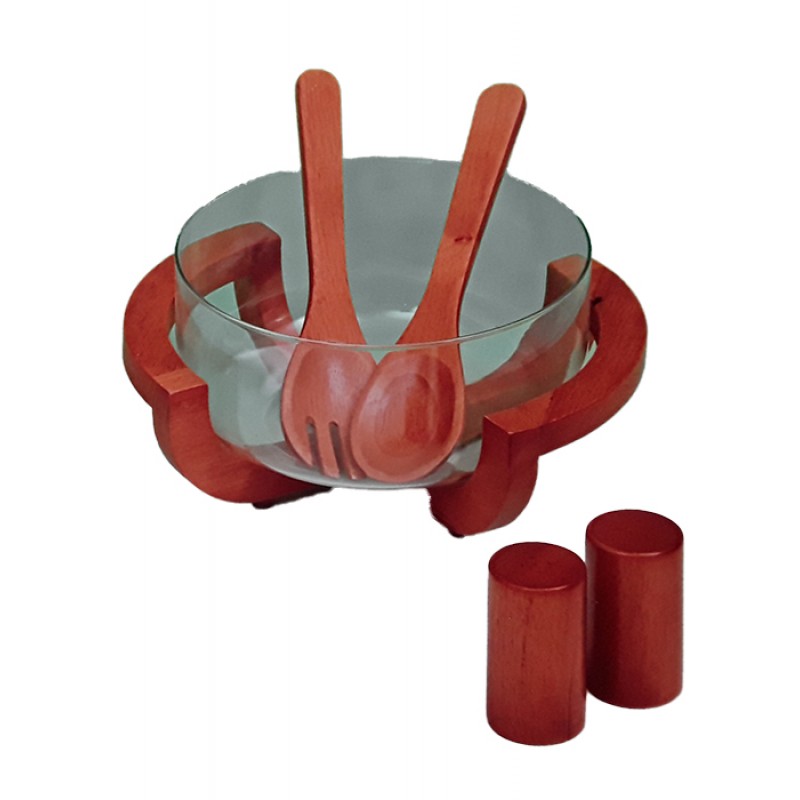 Σαλατιέρα γυάλινη με σετ σε...