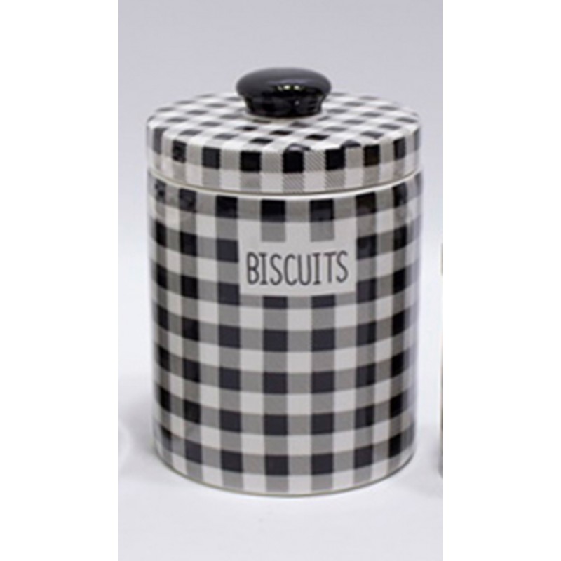 Ceramic White / Black Checkered Biscuit Jar 15.5x1...