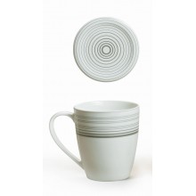 Fine Porcelain  New Bone Silver Circles Mug With Lid 360ml