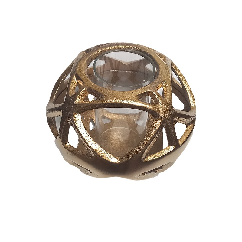 Small Hurricane Metal Gold Candle Holder Ball 20x1...
