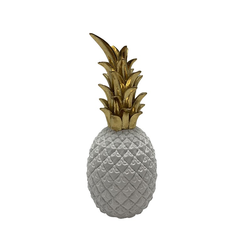 Polyresin Pineapple White-Gold medium size 9.5x9.5...
