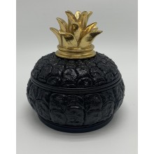 Polyresin Pineapple Black-Gold Box 15x14.5x15cm