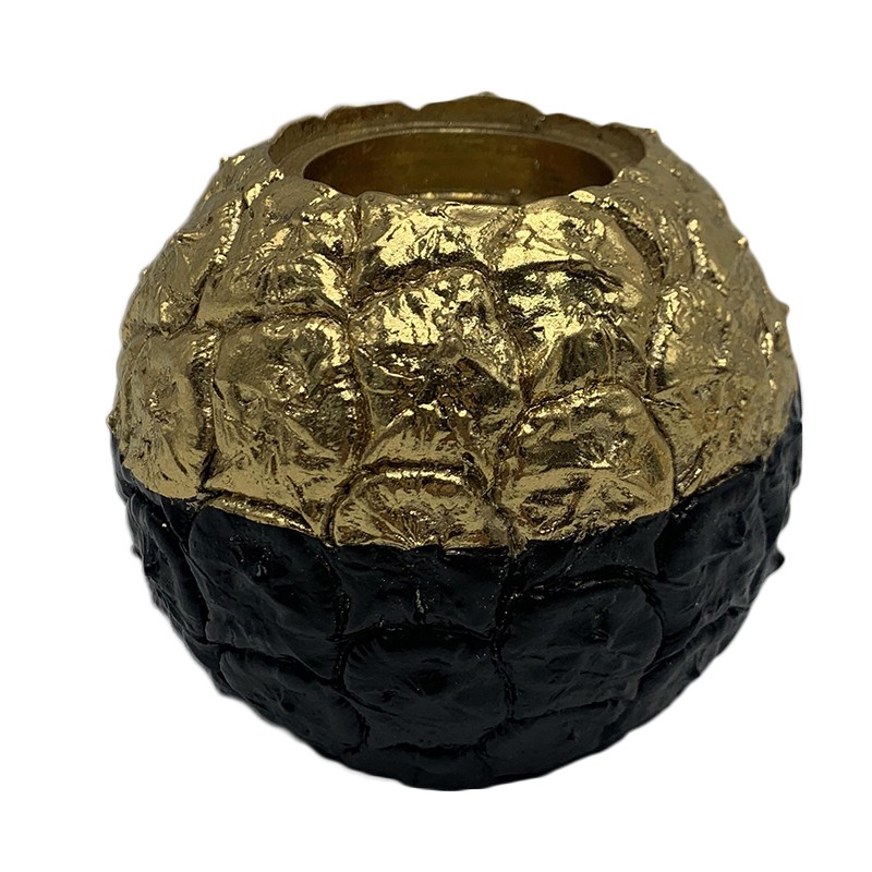 Polyresin Pineapple Gold-Black Candle Holder Witho...