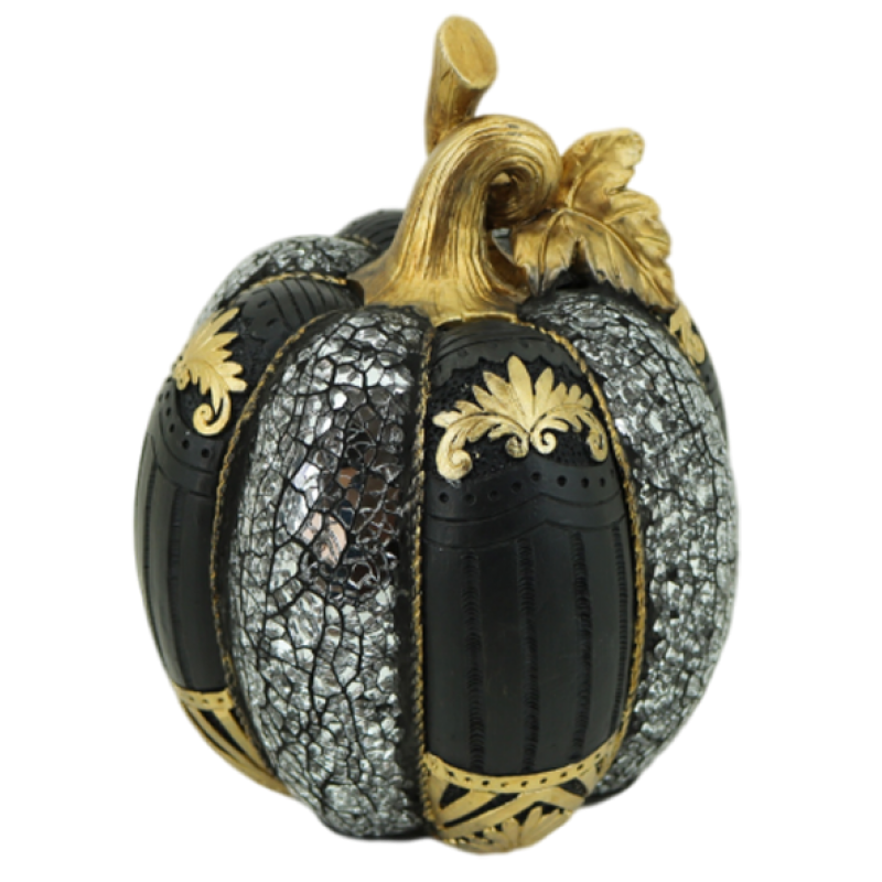 Polyresin Gold-Silver-Black Pumpkin Decoration 16x...