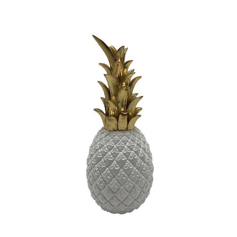 Polyresin Pineapple White-Gold Big Size 11.5x11.5x28cm