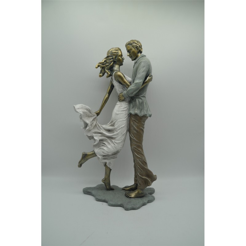 Polyresin Couple Scultpure Gold/Beige/Brown 18x10....