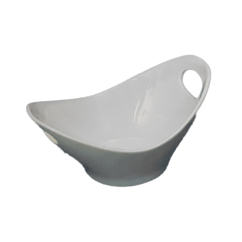 White porcelain salad bowl with handles