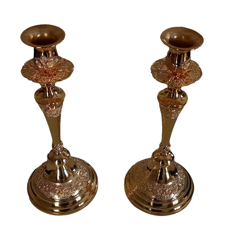 Silver Plated Gold Candlesticks - 2 Pack Set with ...