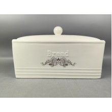 Ψωμιέρα με Καπάκι Κεραμική σε Λευκό Χρώμα Διακομισμένη 30.5x18x18cm