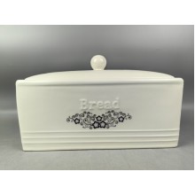 Ψωμιέρα με Καπάκι Κεραμική σε Λευκό Χρώμα Διακομισμένη 30.5x18x18cm